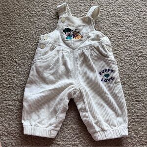 Vtg Minnie Mouse white corduroy overalls